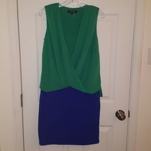 Green and blue drapey dress